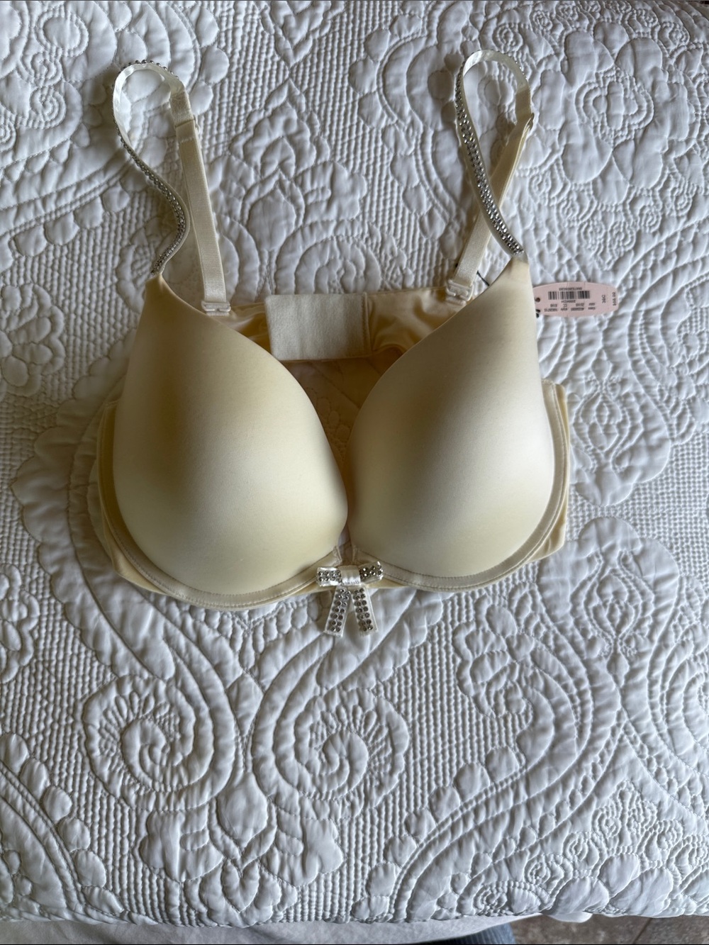 Victoria's Secret Cream Padded Bra with Rhinestone Bow
